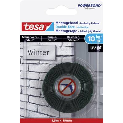 Tesa BRICK & STONE (77748-00000-00) Rögzítő szalag ® Powerbond Fekete (H x Sz) 1.5 m x 19 mm 1 db (77748-00000-00)