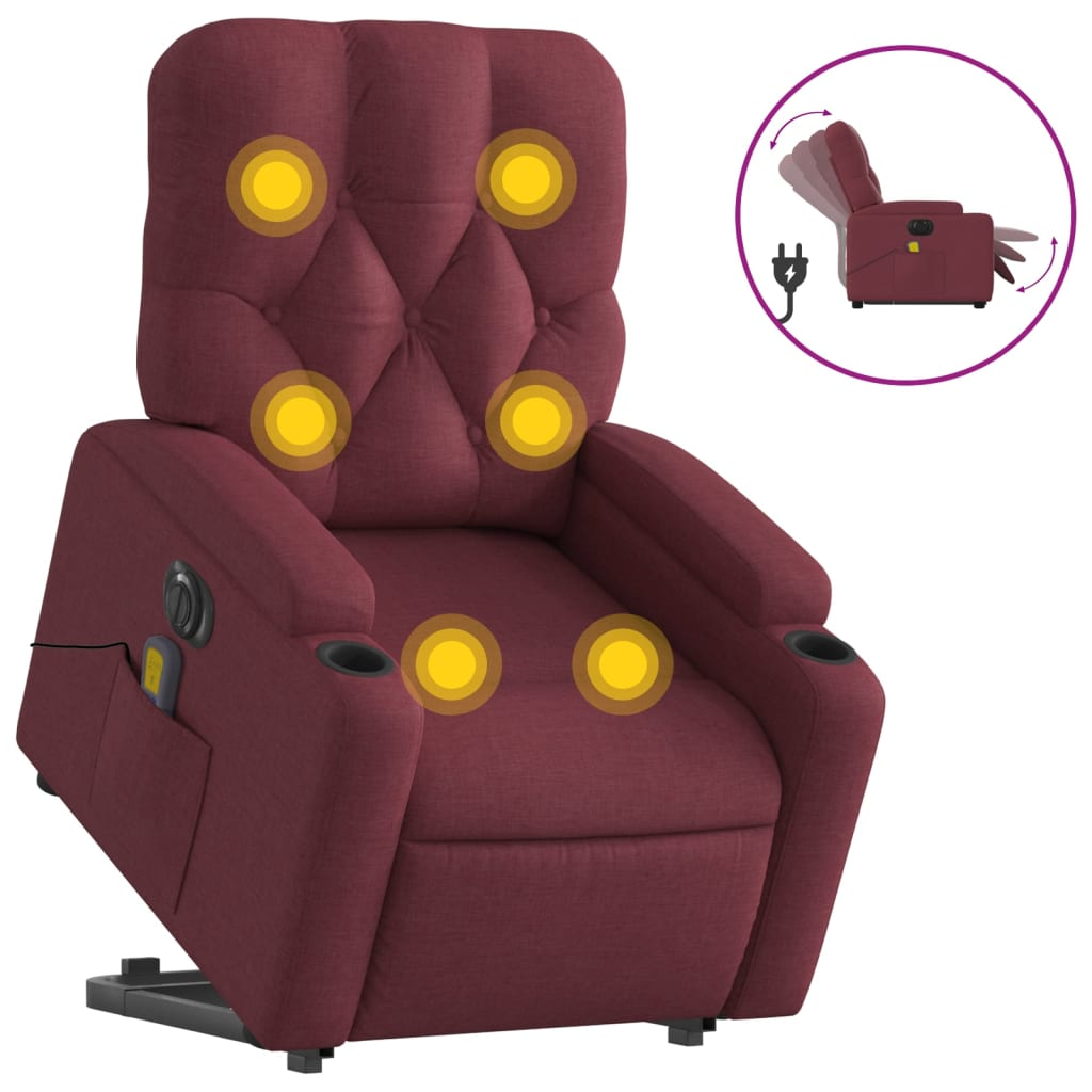 bordó szövet dönthető elektromos álló masszázsfotel (3204749)
