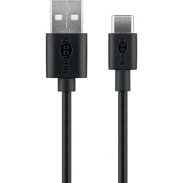 Goobay 59118 USB-A apa - USB-C apa 2.0 Adat és töltőkábel - Fekete (0.5m)