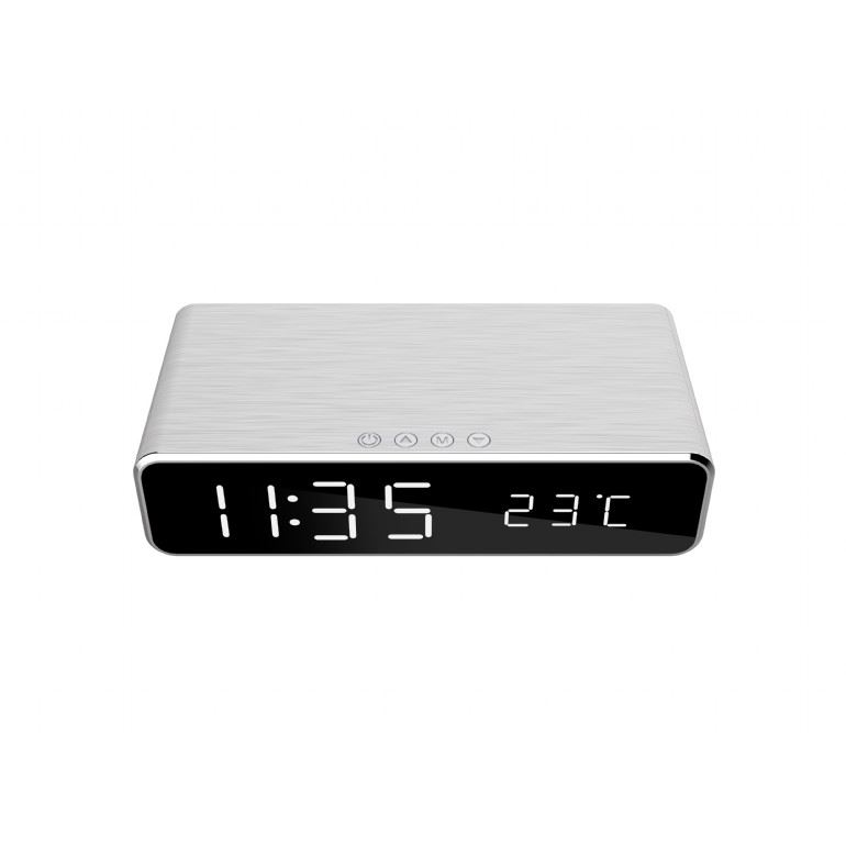Gembird DAC-WPC-01-S digitális ébresztőóra vezeték nélküli töltés funkcióval ezüst (DAC-WPC-01-S)