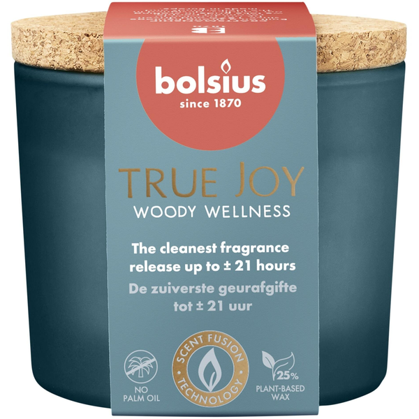 Svece arom. stikla gl. ar korki True Joy O66x83mm woody wellness 8717847198655 8717847198655 (8717847198655)