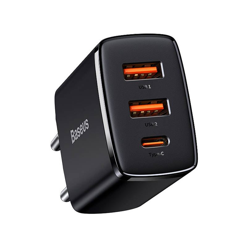 Baseus kompakt gyorstöltő 2xUSB-A / USB-C PD 30W fekete (CCXJ-E01) (CCXJ-E01)