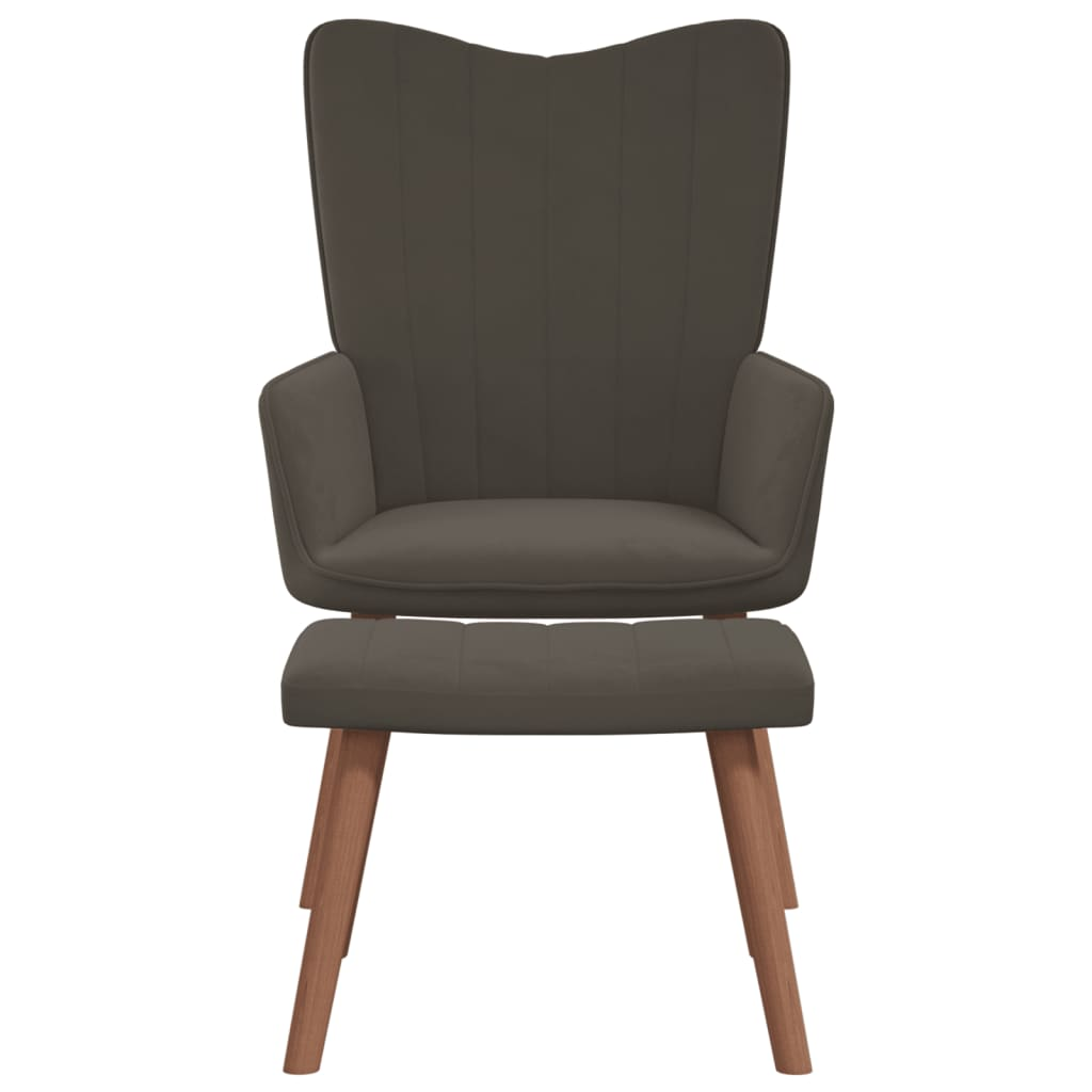 sötétszürke bársony pihenőfotel lábtartóval (327667)