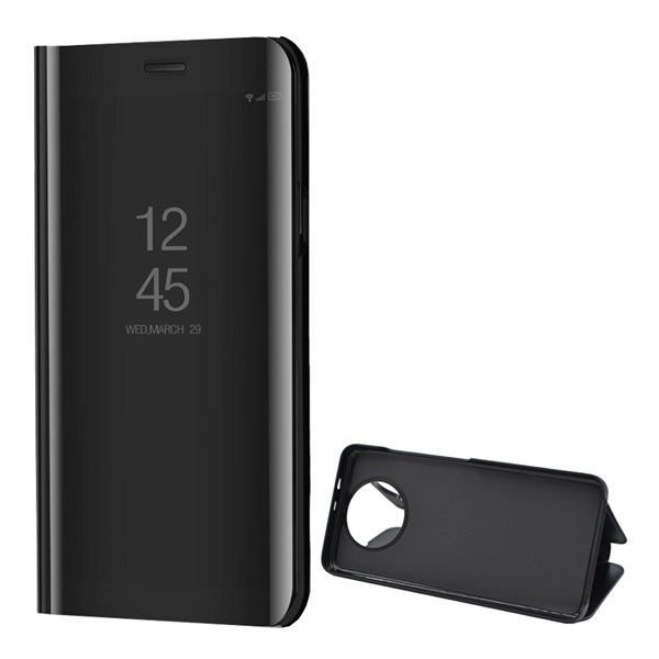 Tok álló (aktív FLIP, oldalra nyíló, asztali tartó funkció, tükrös felület, Mirror View Case) FEKETE [Xiaomi Redmi Note 9T 5G] (5996591072845)