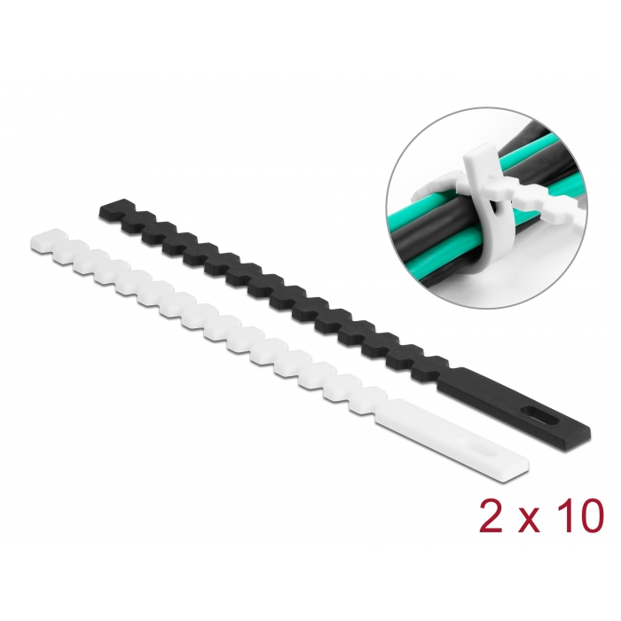 Delock újrahasználható flexibilis kábelkötő 20 db fekete / fehér (19002) (del19002)