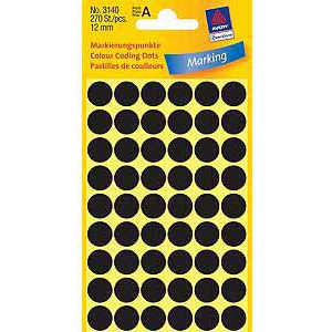 Avery 3140 12mm 270db-os fekete jelölőpont (3140)