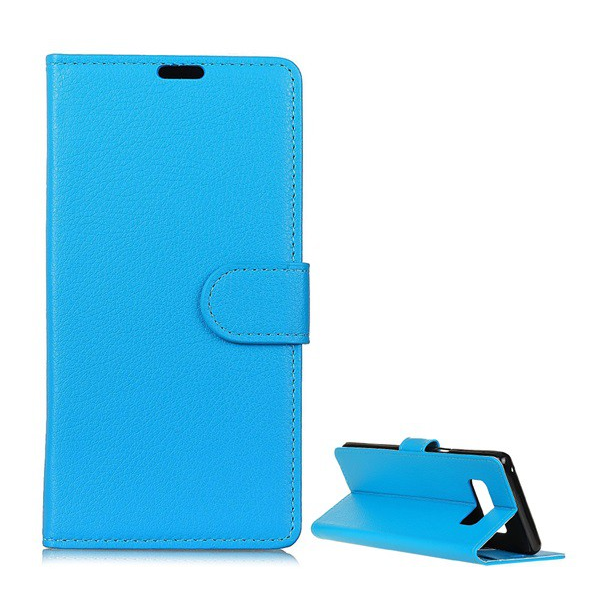 Tok álló, bőr hatású (FLIP, oldalra nyíló, asztali tartó funkció, prémium) VILÁGOSKÉK [Samsung Galaxy S10e (SM-G970)] (5996457849055)