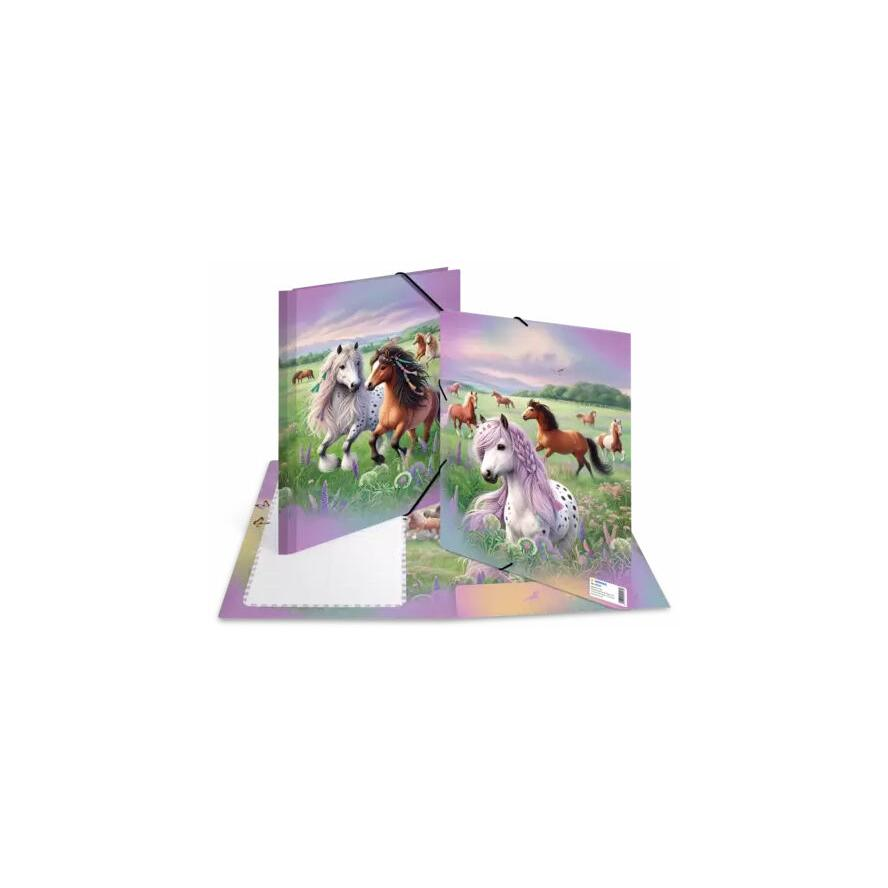 Herma Pferdewelt A4 Karton Gumis mappa - Lovak mintás (20117)