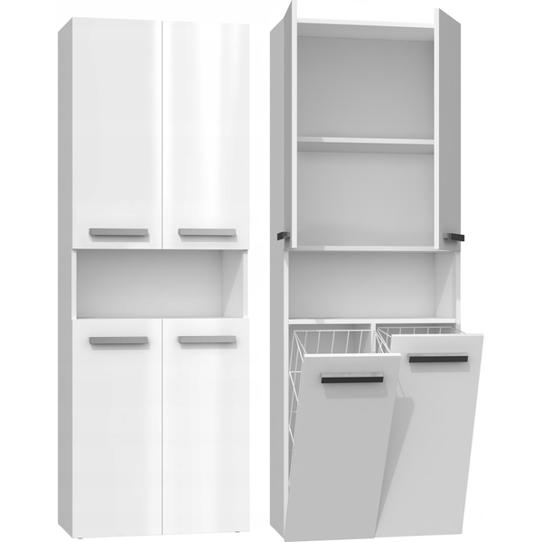  Topeshop szafka łazienkowa regał Nel DK 2K kosz 60cm biały połysk (NEL 2K DK BPOŁ KPL) 