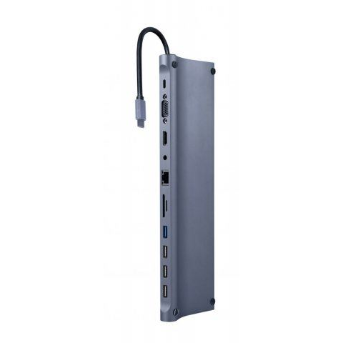 Gembird Multi Port Adapter USB Type C 11in1 USB hub szürke (A-CM-COMBO11-01)