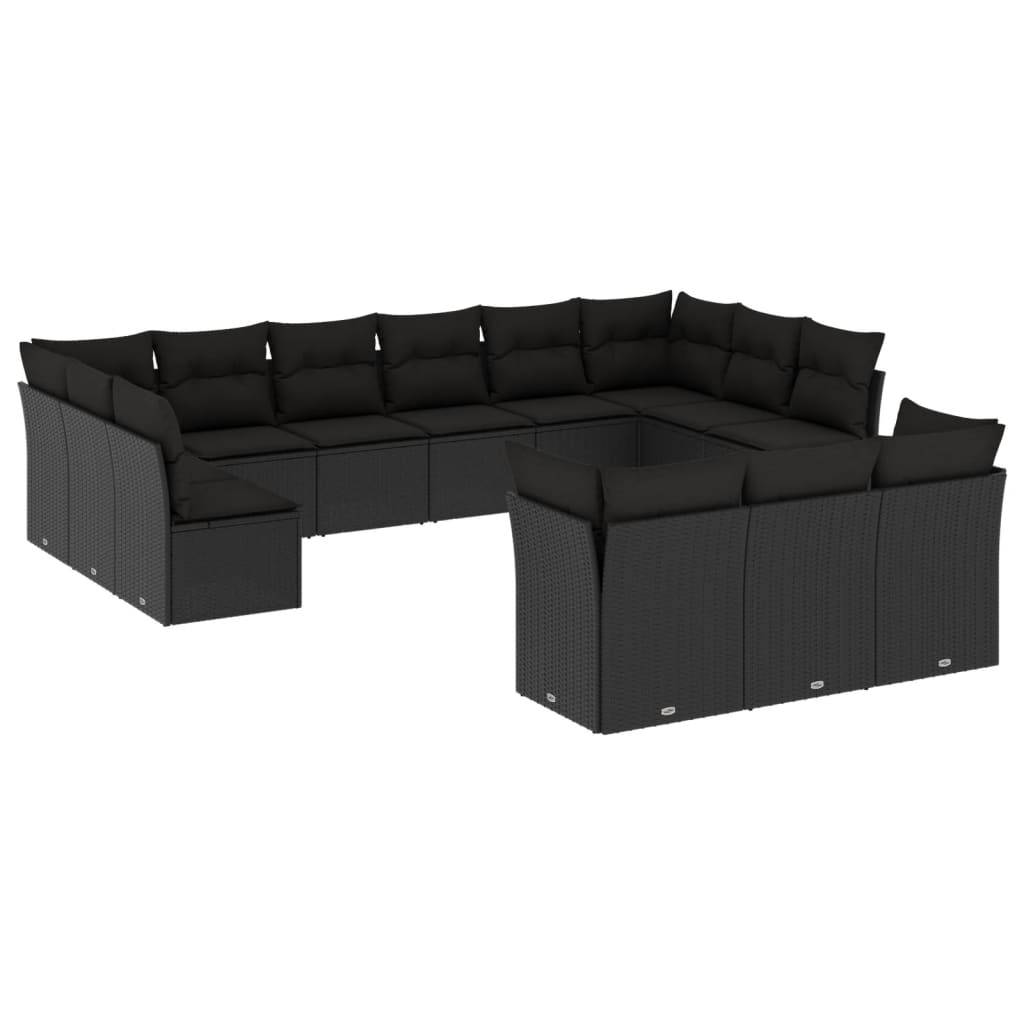 13 részes fekete polyrattan kerti ülőgarnitúra párnákkal (3250284)