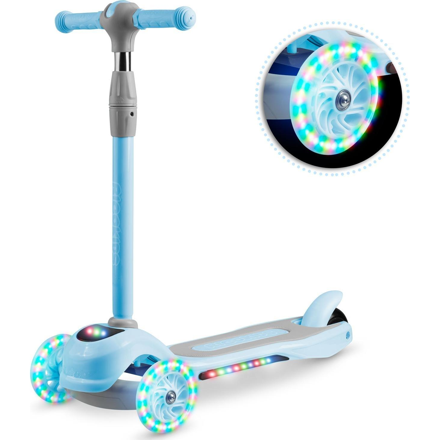 Háromkerekű roller, Ricokids Piko, kék, LED világítás a kerekekben és a fellépőben, állítható magasságú kormány, balanszos irányítás, EN 71, max. 35 kg (765003)