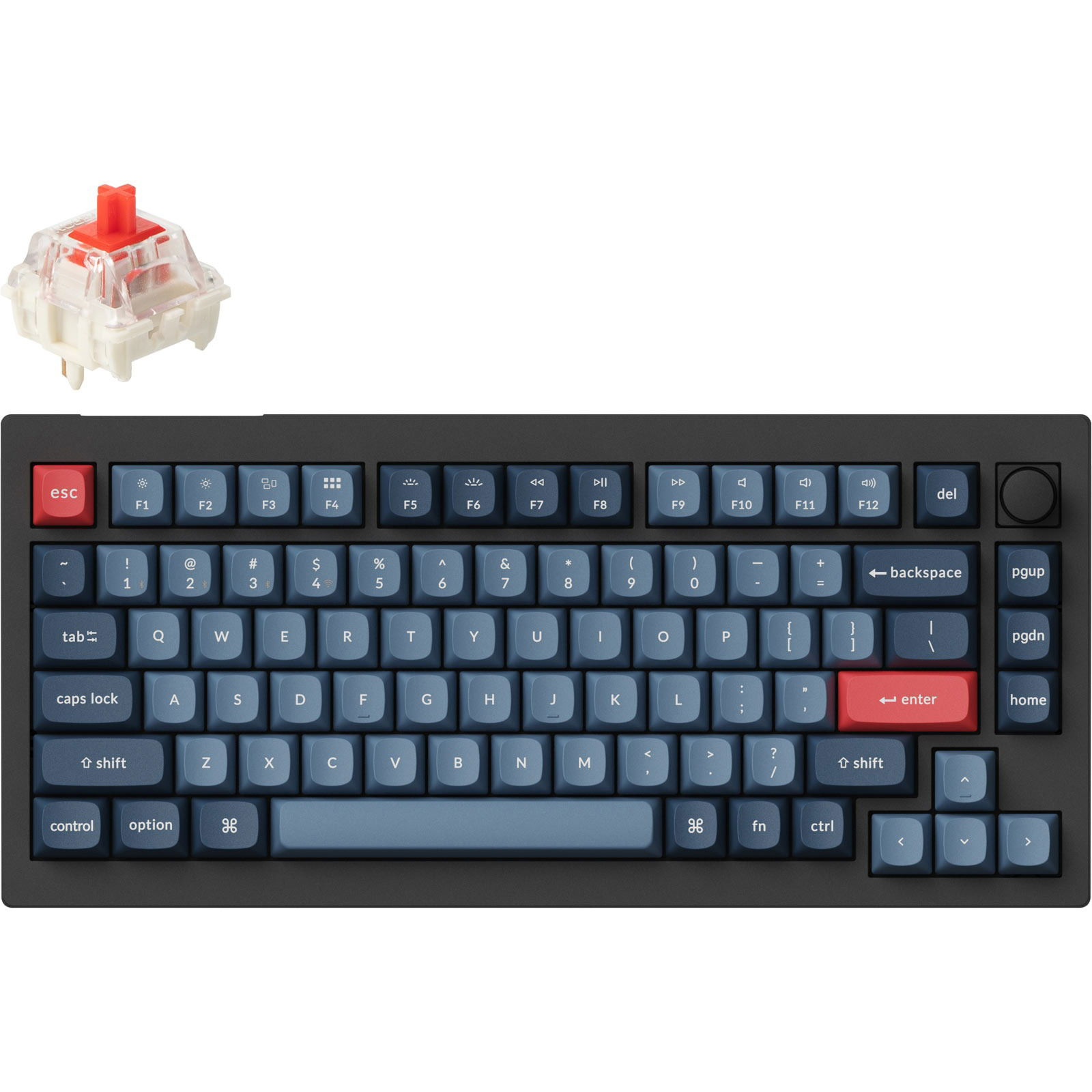 Keychron V1 Max Swappable RGB Backlight Red Switch - Black - Knob Version, US (V1M-D1)