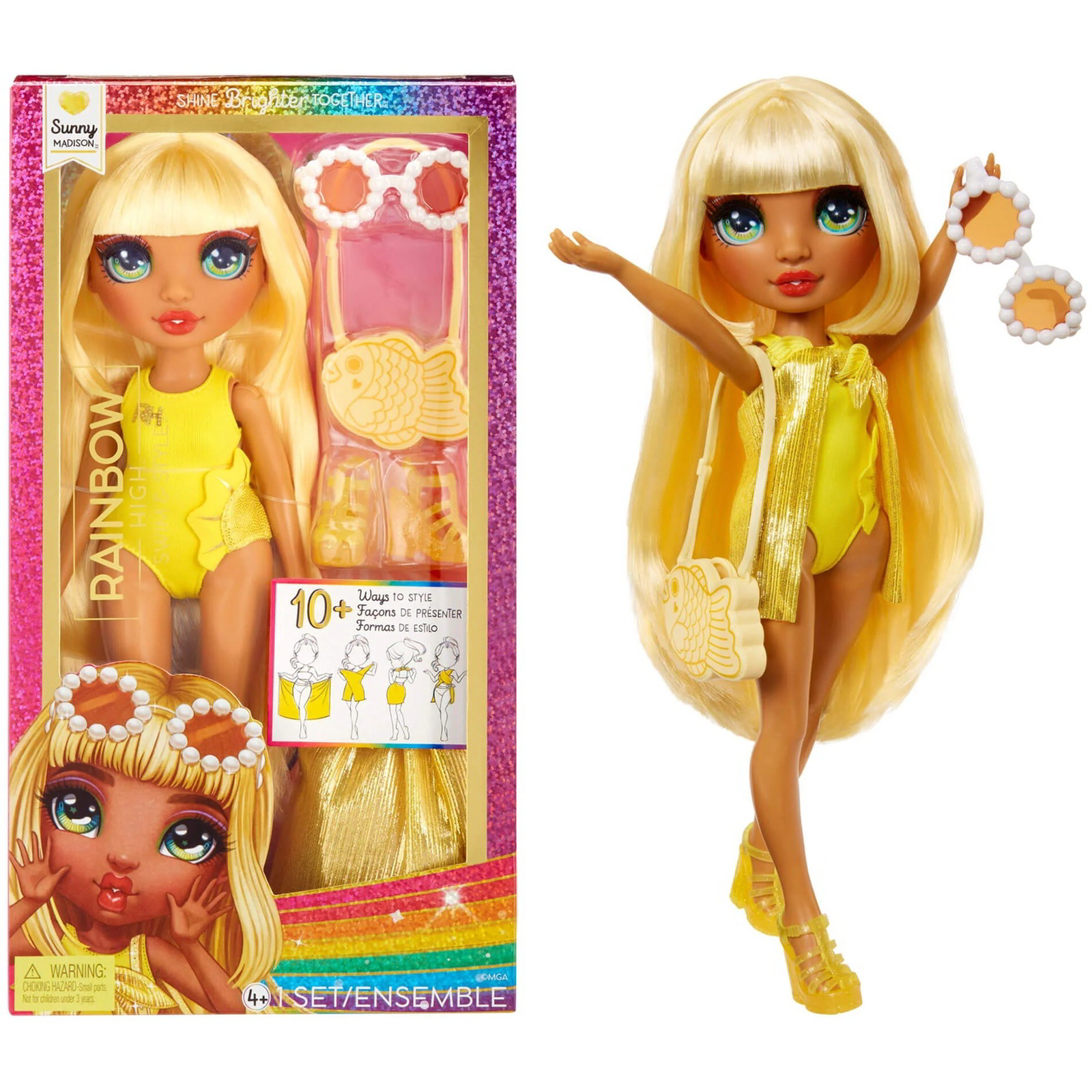 Rainbow High Swim & Style Fashion Doll- Sunny (Yellow) (507284-EUC)