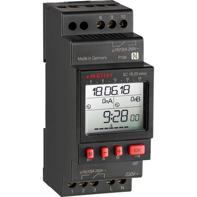 Müller SC18.20 easy, 24 V ACDC Kalapsínes időkapcsoló óra Digitális 24 V/DC, 24 V/AC 16 A/250 V (23824)