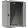 Стенен шкаф със стъклена врата и подвижна страна, Netrack, 15U/450 mm, 19", сив