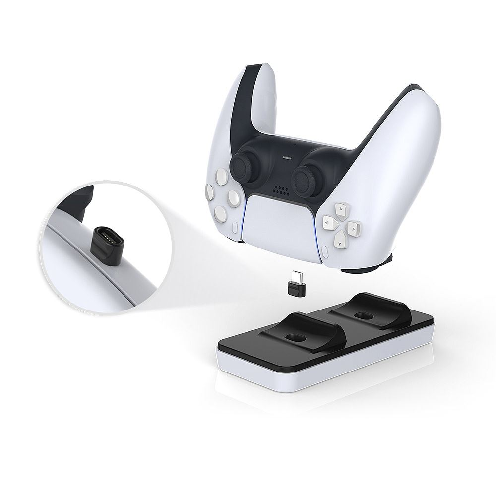 Dobe P-5 PlayStation 5 DualSense dupla töltő dokkoló fehér-fekete (Dobe P-5)