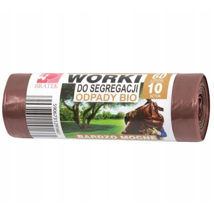 BRATEK ellenálló szemetes zsák, 60 l, 10 darab (5906731291869)