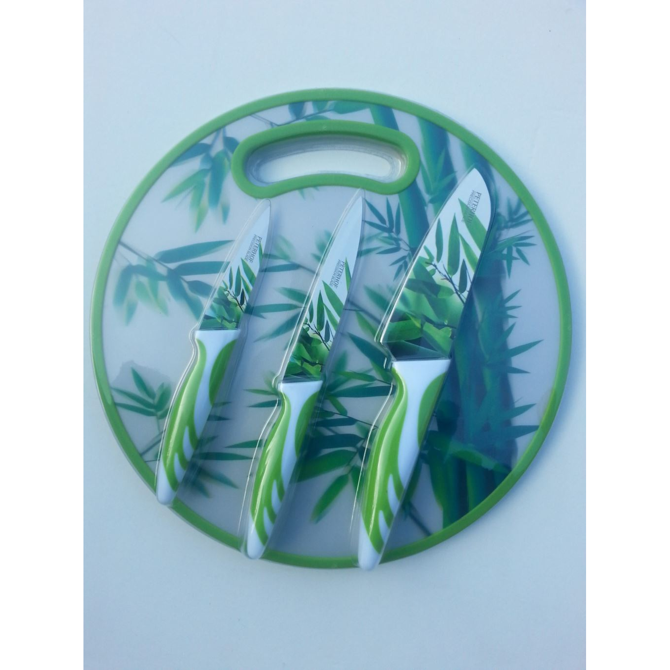 Peterhof 22390 kerámia késkészlet 4db + 3D vágó deszka (PH-22390) (PH-22390)