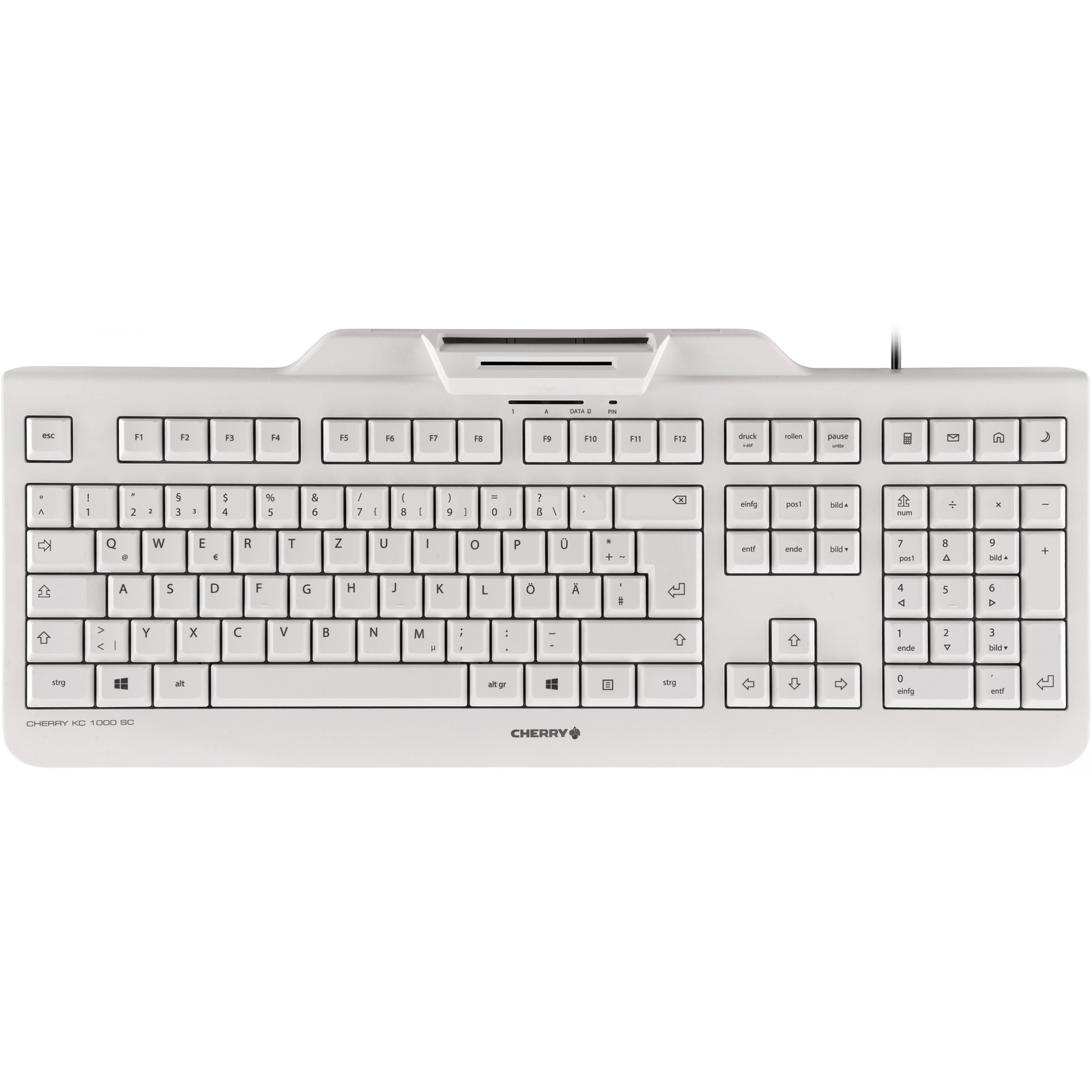Клавиатура Cherry KC 1000 SC — JK-A0100EU-0, американска подредба, сива