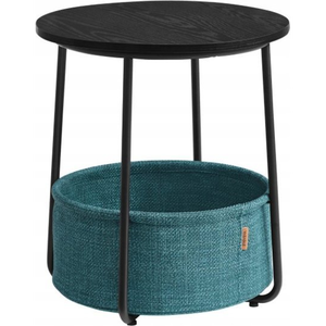 Kerek asztal 45x50 cm, kis dohányzóasztal, Fekete-türkiz