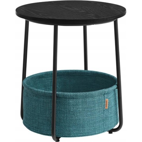 Kerek asztal 45x50 cm, kis dohányzóasztal, Fekete-türkiz