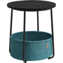 Kerek asztal 45x50 cm, kis dohányzóasztal, Fekete-türkiz