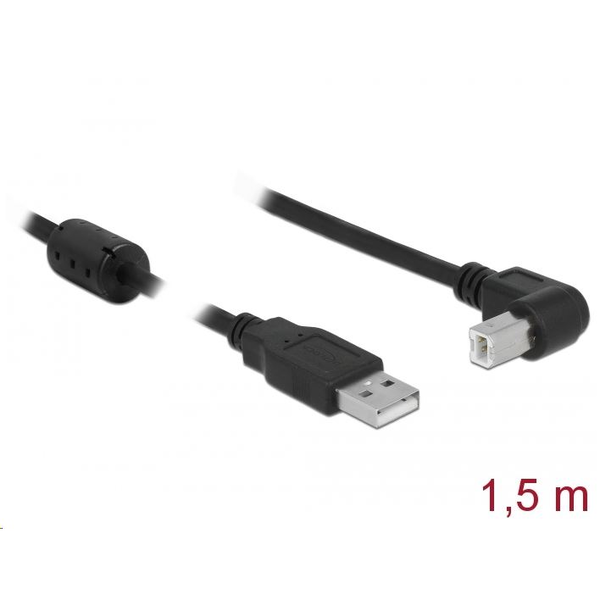 Delock USB 2.0-s kábel A-típusú > USB 2.0 B-típusú derékszögű 1,5 m fekete (84810)