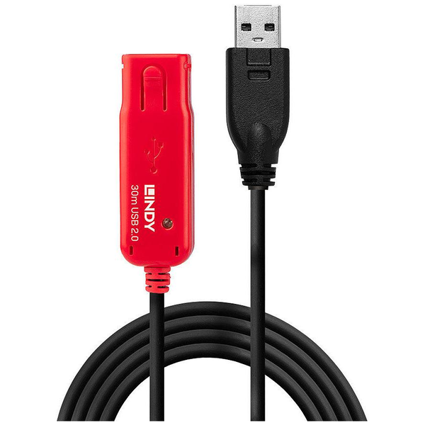 Lindy 42923 USB-kabel USB 2.0 30 m USB A Sort, Rød