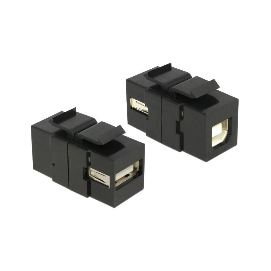 Delock USB-A 2.0 -> USB-B 2.0 F/F keystone modul fekete (86370)
