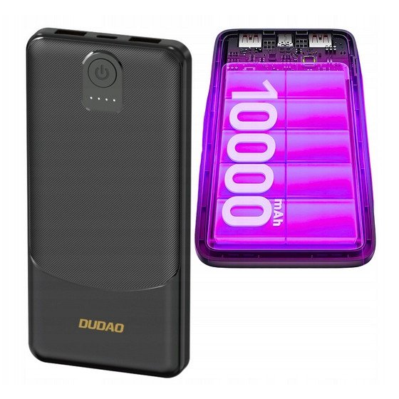 Dudao K10 10000mAh Power Bank 2x USB-A fekete (6977196682164)