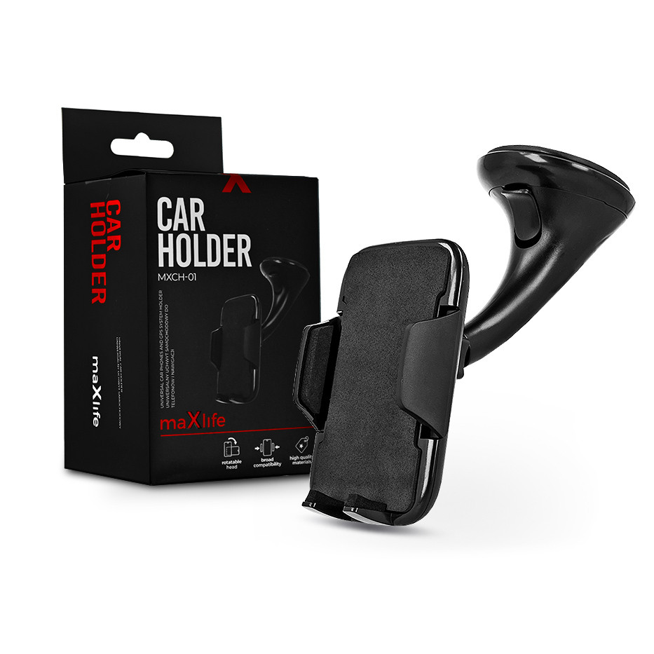 Maxlife univerzális műszerfalra/szélvédőre helyezhető PDA/GSM autós tartó - Maxlife MXCH-01 Car Holder - fekete (TF-0071)