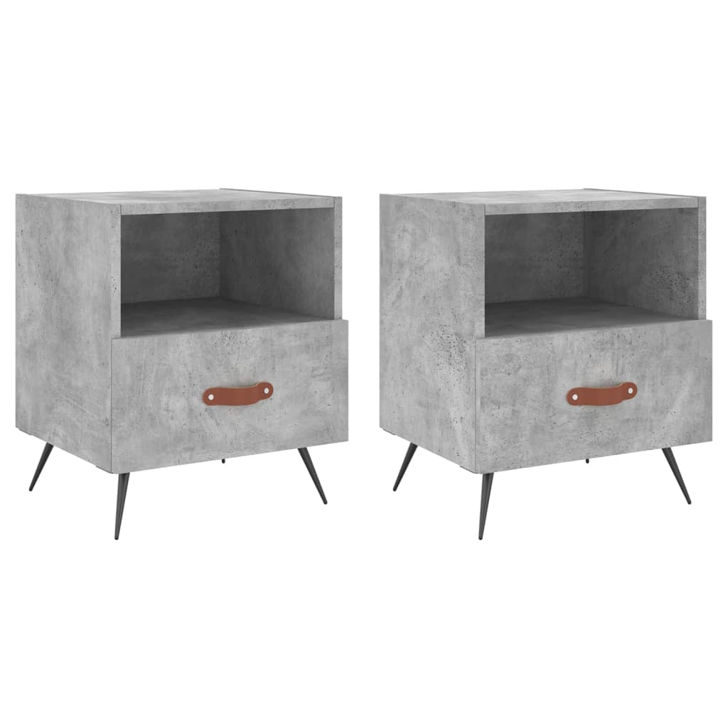 2 db betonszürke szerelt fa éjjeliszekrény 40 x 35 x 47,5 cm (827381)