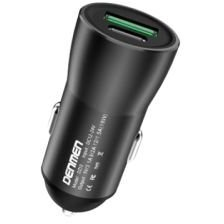 ŁADOWARKA SAMOCHODOWA 18W 3A CZARNA DENMEN 3100mA DUAL USB+PD QC3.0 DZ10