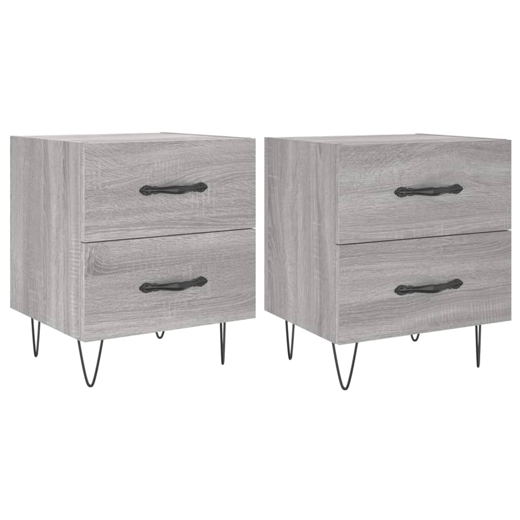 2 db szürke sonoma színű szerelt fa éjjeliszekrény 40x35x47,5cm (827305)