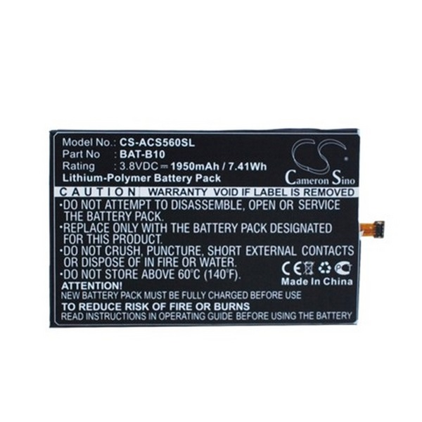 Cameron Sino Li-Polymer akku (3.8V/1950mAh, Acer BAT-B10 kompatibilis) FEKETE Acer Liquid Jade (S55) (CS-ACS560SL)