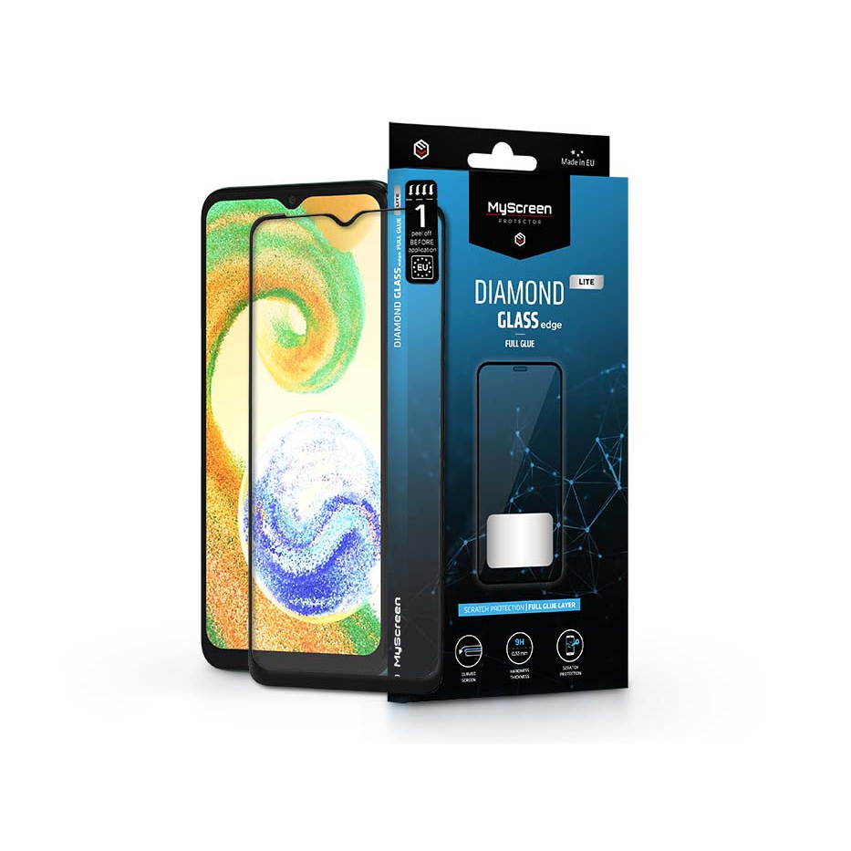 Samsung Galaxy A047F A04s edzett üveg képernyővédő fólia - MyScreen Protector Diamond Glass Lite Edge2.5D Full Glue - black (LA-2231)