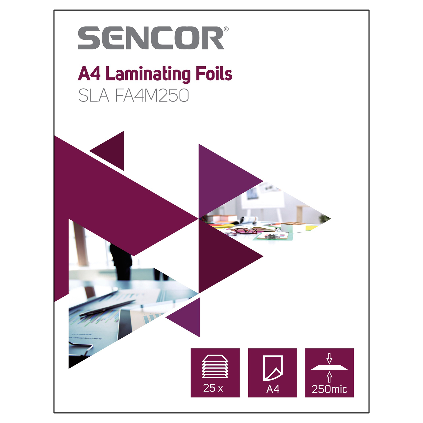 Sencor 250 mikron A4 lamináló fólia (25 db/csomag) (SLA FA4M250)
