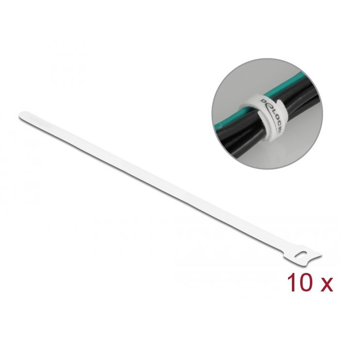Delock befűzős kábelkötegelő hossza 300X12mm 10db fehér (19524) (DE19524)