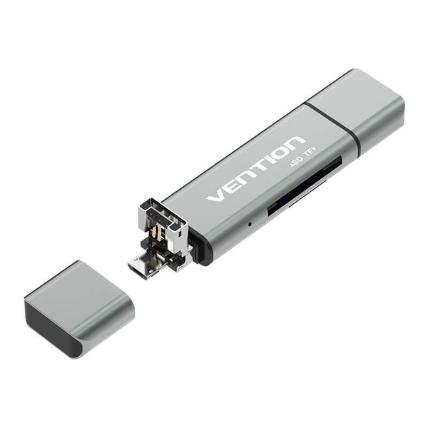 USB четец на карти Micro-SD, SD и TF карта, Micro USB връзка, USB 2.0 и USB C, Vention