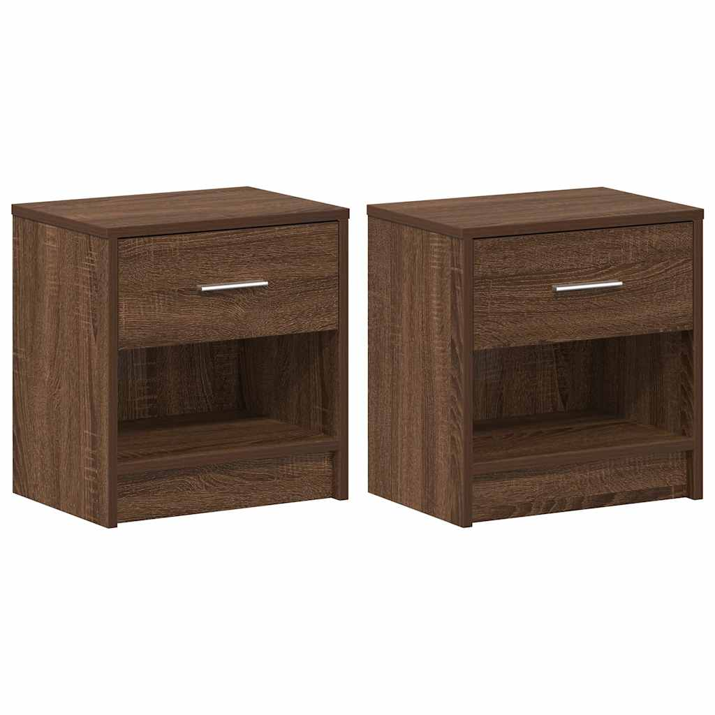 2 db barna tölgy színű éjjeliszekrény fiókkal 39x28x41 cm (858762)