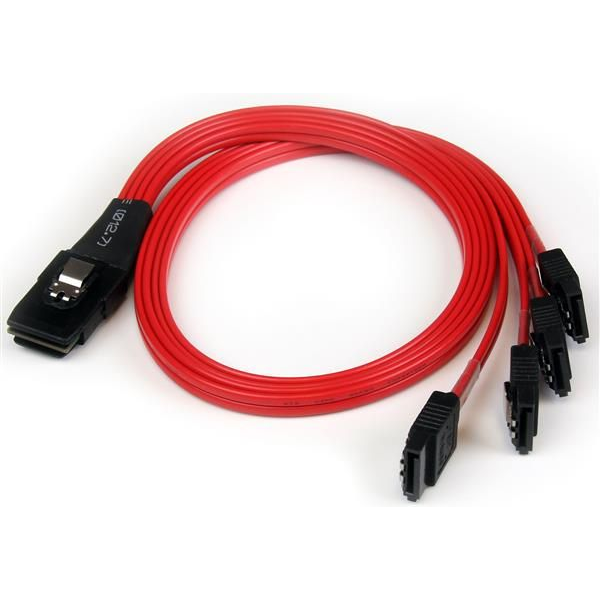 StarTech.com SAS8087S4R50 Serial Attached SCSI (SAS)-kabel 0,5 m Zwart, Rood