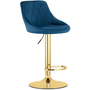 Hoker tapicerowany kuchenny granatowy ze złotą bazą 2 szt do wyspy bar