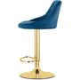 Hoker tapicerowany kuchenny granatowy ze złotą bazą 2 szt do wyspy bar