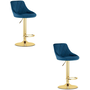 Hoker tapicerowany kuchenny granatowy ze złotą bazą 2 szt do wyspy bar