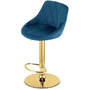 Hoker tapicerowany kuchenny granatowy ze złotą bazą 2 szt do wyspy bar