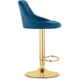 Hoker tapicerowany kuchenny granatowy ze złotą bazą 2 szt do wyspy bar