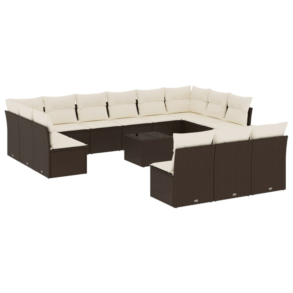 14 részes barna polyrattan kerti ülőgarnitúra párnákkal (3218403)