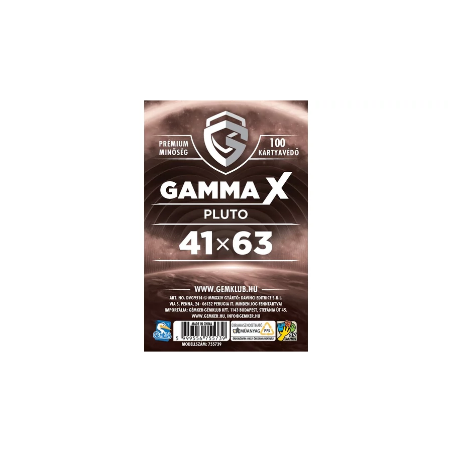Gém Klub Gamma X Pluto kártyavédő 41x63 mm - 100 db/csomag (DAV34156)
