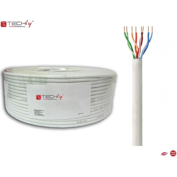 Techly ITP-C6U-FL-100 cavo di rete Grigio 100 m Cat6 U/UTP (UTP)